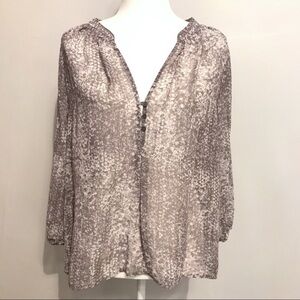ZOA New York Snakeskin Print Blouse Gray XS Sheer